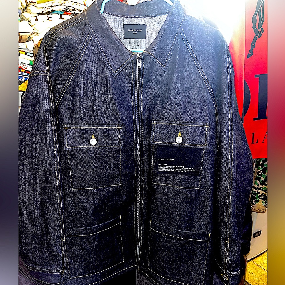 Fear Of God Raw Selvedge LARGE Indigo Denim Jacket Season 5 FOG (Brand New)